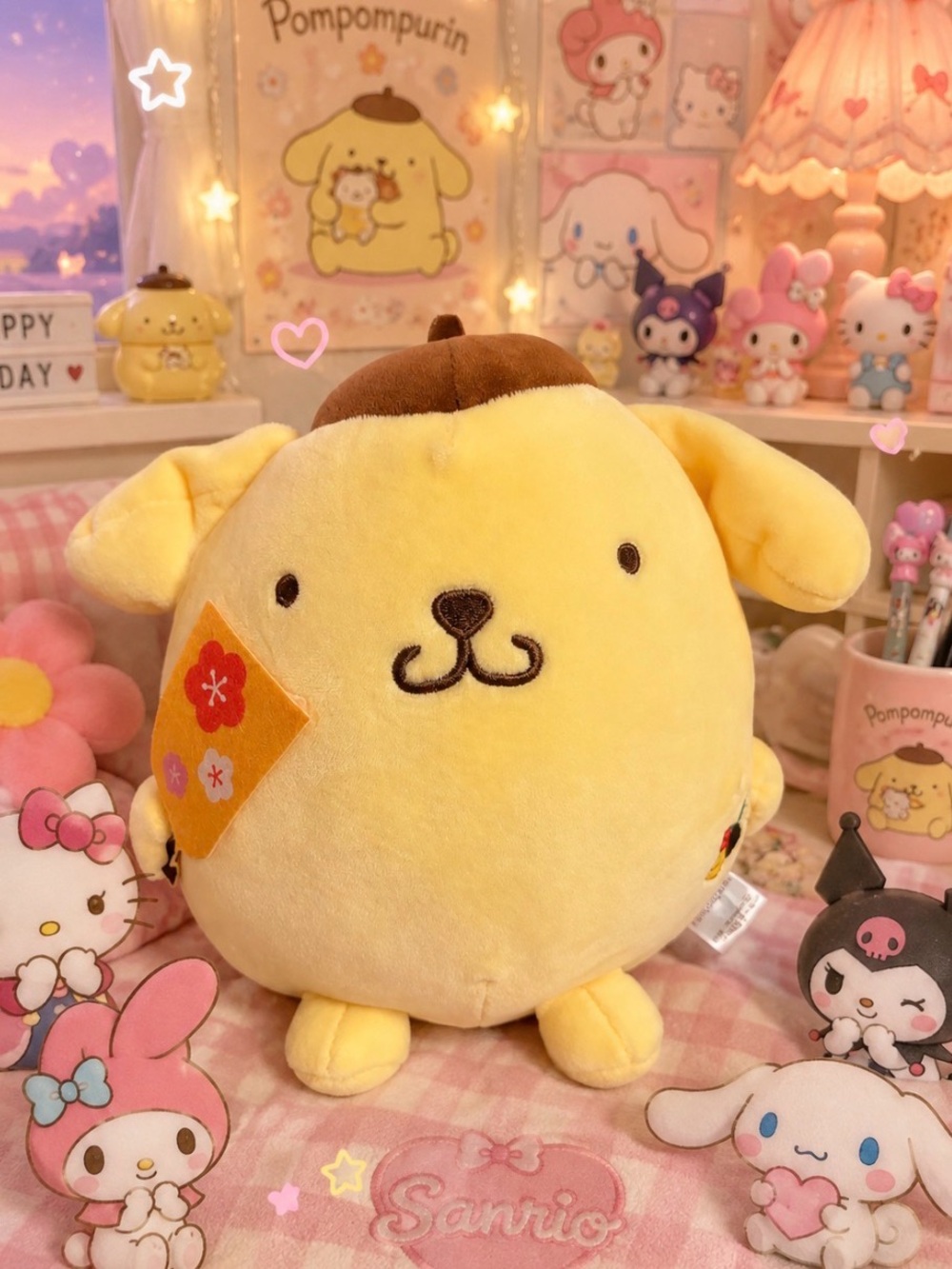 Sanrio Pompompurin Plush - Yellow with Brown Beret Accent